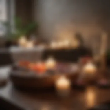 Luxurious Spa Experience Setup Relaxing spa setup with candles and essential oils