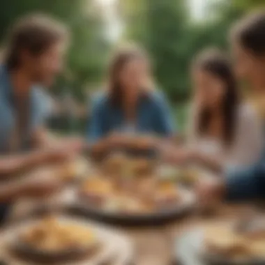 A cheerful gathering of friends enjoying a fun outdoor activity