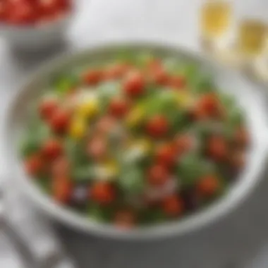 Delicious Mixed Green Salad A vibrant salad featuring mixed greens, cherry tomatoes, and a light vinaigrette dressing