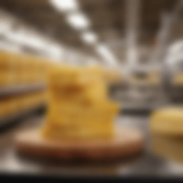 An infographic illustrating the production methods involved in creating American cheese.