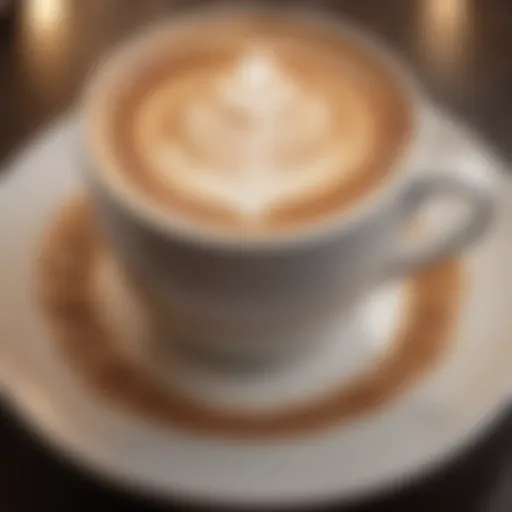 A rich cup of cappuccino with intricate latte art