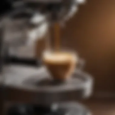 Close-up of espresso extraction highlighting the crema and rich texture.