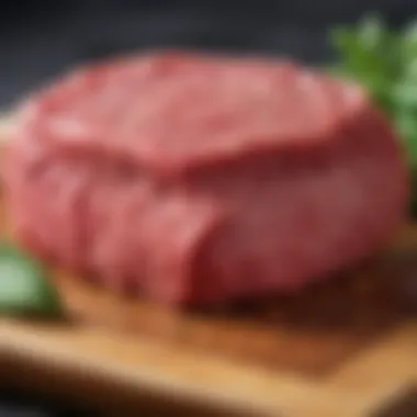 Raw ground beef sirloin on a cutting board