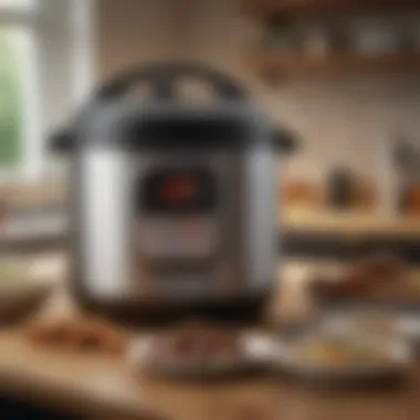 An Instant Pot showcasing its pressure cooking features and settings