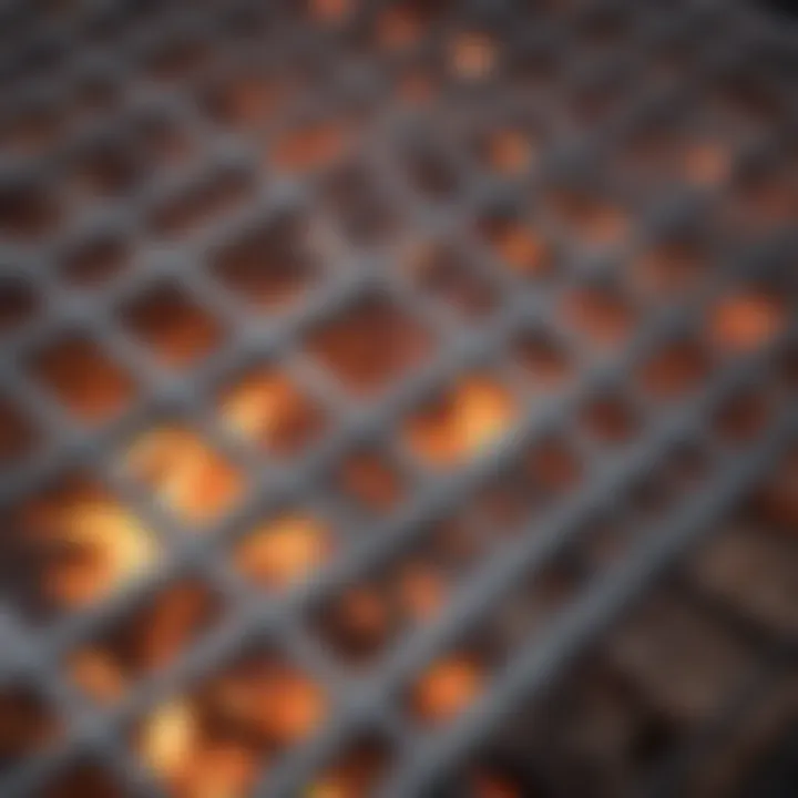 Close-up of a barbecue grill cooking grate highlighting its design and material