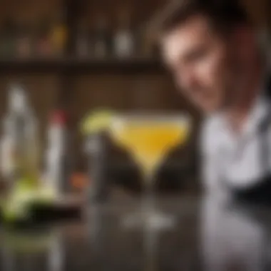 Mixologist showcasing various cocktail techniques