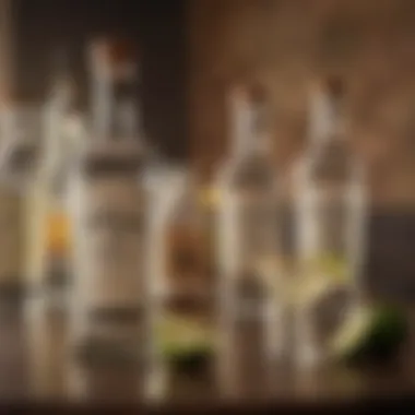 Importance of Quality Ingredients in Margarita Making Selection of high-quality tequila bottles