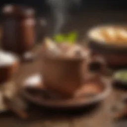 Traditional Mexican hot chocolate served in a rustic cup