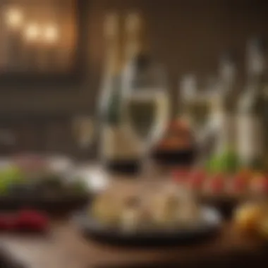 Prosecco Accompanied by Gourmet Cuisine A well-set table featuring Prosecco paired with gourmet appetizers.
