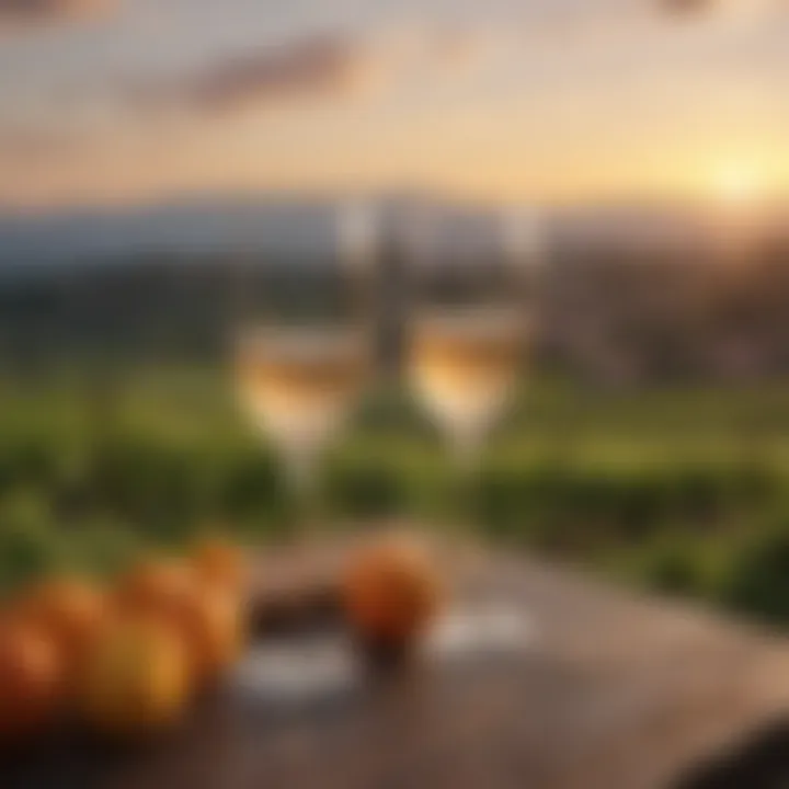 A scenic view of the Prosecco-producing region in Italy during sunset.