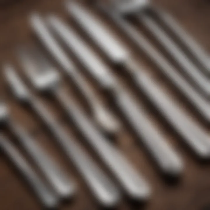 Close-up of silverware composition highlighting materials