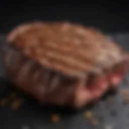 A close-up of a perfectly grilled steak showcasing its juicy texture