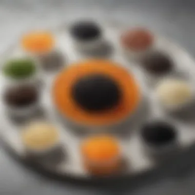 Visual representation of different types of caviar in a refined display