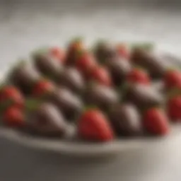 Elegant presentation of chocolate-dipped strawberries on a platter