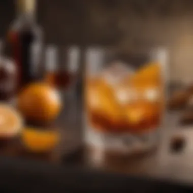 Elegance of the Old Fashioned A beautifully crafted Old Fashioned cocktail garnished with a twist of orange peel.