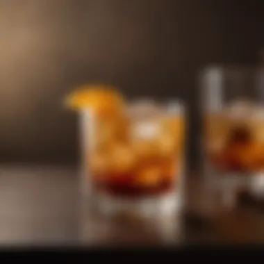 An Old Fashioned cocktail presented in a sophisticated glass with a rich amber color.