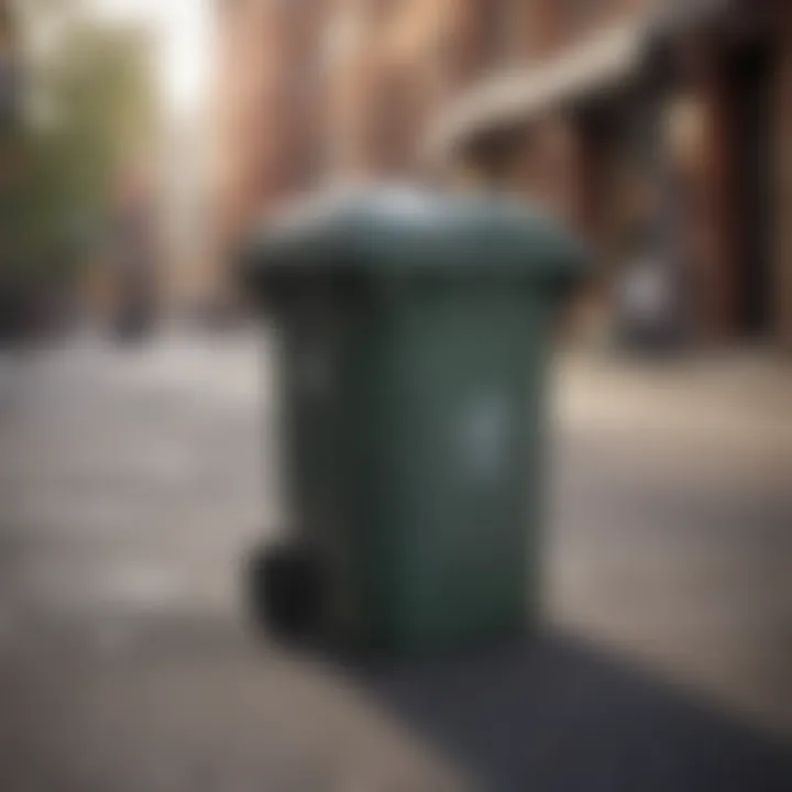 A push garbage can placed in a commercial environment highlighting its usage.