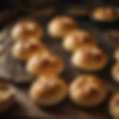 Historical representation of Kaiser rolls being baked in traditional settings.