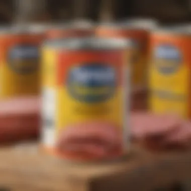 Canned Spam on a kitchen shelf