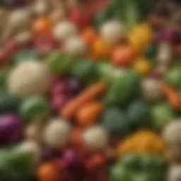 Colorful array of starch-rich vegetables