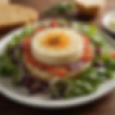 Culinary Applications of Vegan String Cheese A colorful plate showcasing vegan string cheese in a salad and on a sandwich.