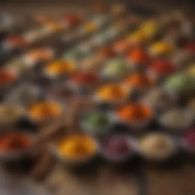 A vibrant display of spices showcasing their colors and textures