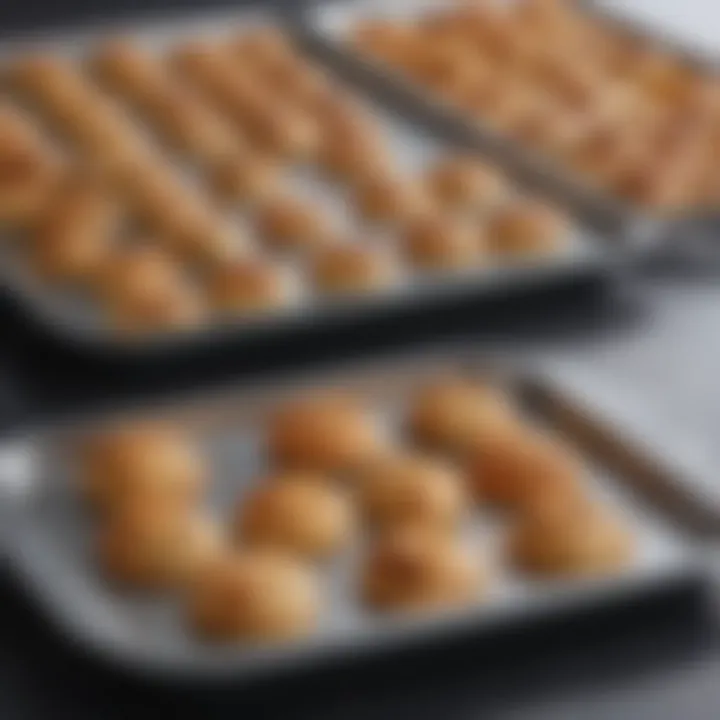 Close-up of the USA Pan Bakeware half sheet pan's durable material