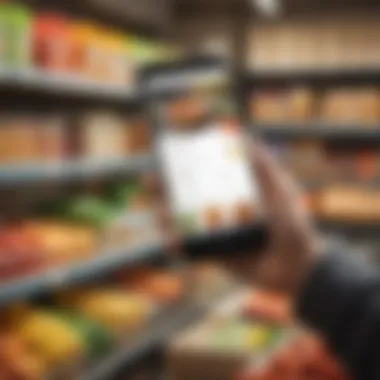 User Interaction with Grocery Price Tracking User engaging with a grocery shopping app for price tracking