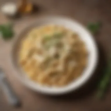 Pasta with Prego Alfredo Sauce and Fresh Herbs A vibrant plate of pasta drizzled with Prego Alfredo Sauce, garnished with fresh herbs.