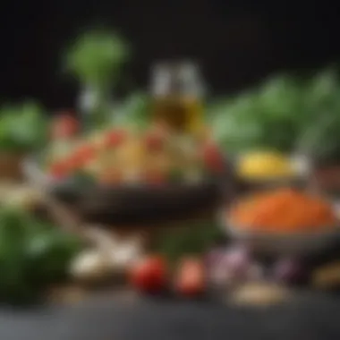 Selection of Fresh Ingredients A selection of fresh ingredients including vegetables, grains, and herbs