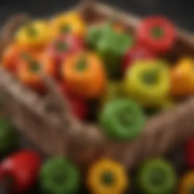 Vibrant Bell Peppers Colorful bell peppers in a basket