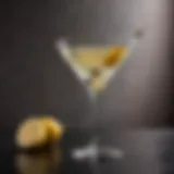 Elegant vodka martini in a pristine glass adorned with a twist of lemon