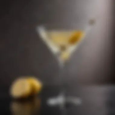 Elegant vodka martini in a pristine glass adorned with a twist of lemon