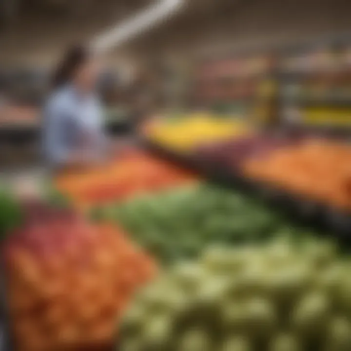 A shopper selecting fresh produce during Easter