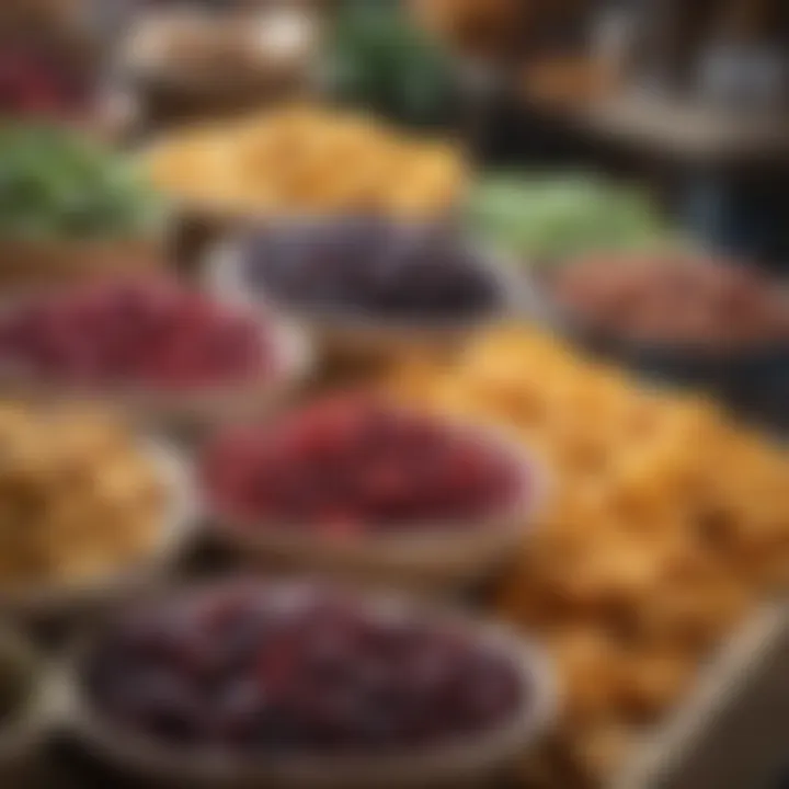 An inviting local market showcasing dried fruits including currants