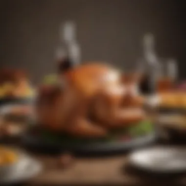 Smoked Turkey and Complementary Dishes An elegant table setting with smoked turkey and complementary side dishes.