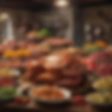 Local Market Offering Smoked Turkey A vibrant market scene showcasing fresh produce and smoked turkey options.