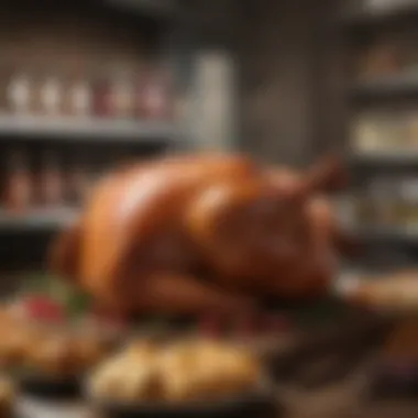 Curated Smoked Turkey Brands A selection of boutique smoked turkey brands on a gourmet shop shelf.