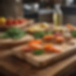 Beautiful wooden cutting boards displayed in a store