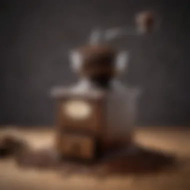 High-quality coffee grinder with freshly ground coffee in the bowl