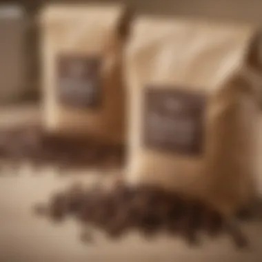 A selection of premium coffee beans displayed in elegant bags