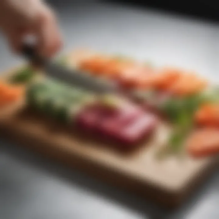 An array of vegetables sliced with precision using the Nakiri knife