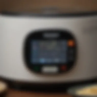 Control Panel Features of Zojirushi Rice Cooker Close-up view highlighting the Zojirushi rice cooker's control panel and features